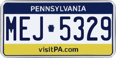 PA license plate MEJ5329
