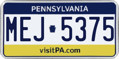 PA license plate MEJ5375