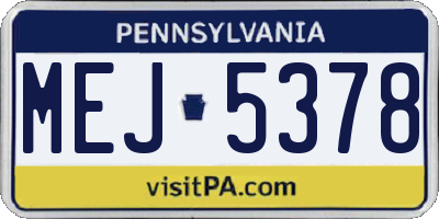 PA license plate MEJ5378