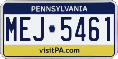 PA license plate MEJ5461