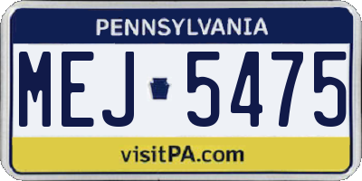 PA license plate MEJ5475