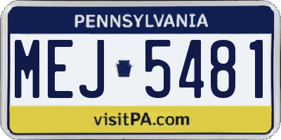 PA license plate MEJ5481