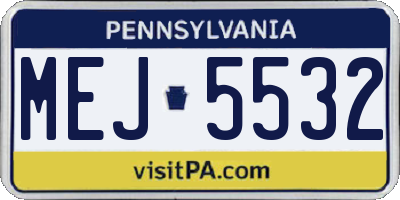 PA license plate MEJ5532