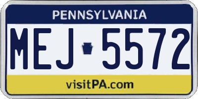 PA license plate MEJ5572