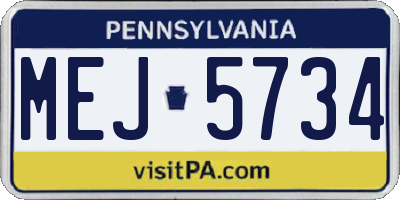 PA license plate MEJ5734