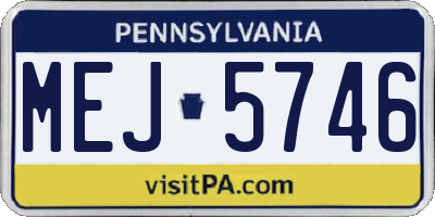 PA license plate MEJ5746