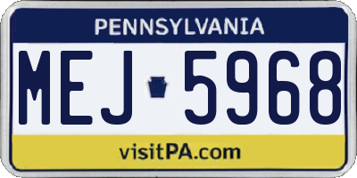 PA license plate MEJ5968