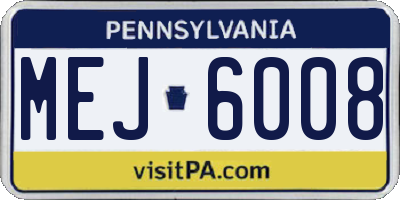 PA license plate MEJ6008