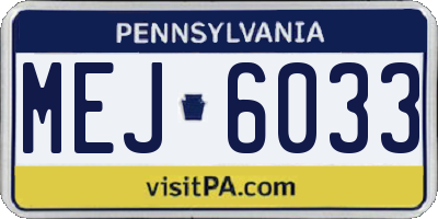 PA license plate MEJ6033