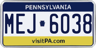 PA license plate MEJ6038