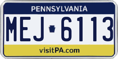 PA license plate MEJ6113