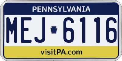 PA license plate MEJ6116