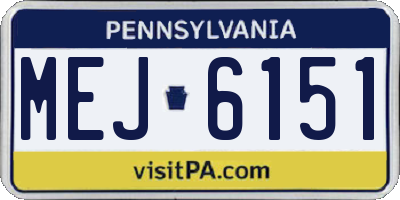 PA license plate MEJ6151