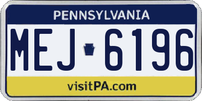 PA license plate MEJ6196