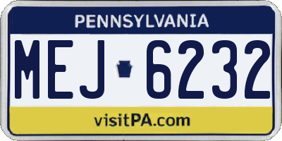 PA license plate MEJ6232
