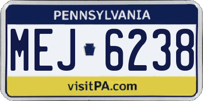 PA license plate MEJ6238
