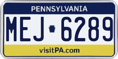 PA license plate MEJ6289