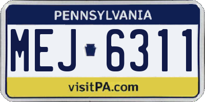 PA license plate MEJ6311