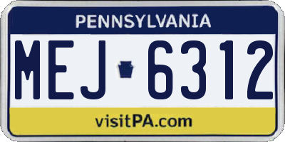 PA license plate MEJ6312