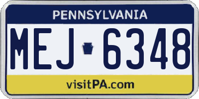 PA license plate MEJ6348