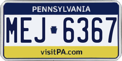 PA license plate MEJ6367