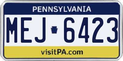 PA license plate MEJ6423