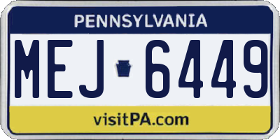 PA license plate MEJ6449