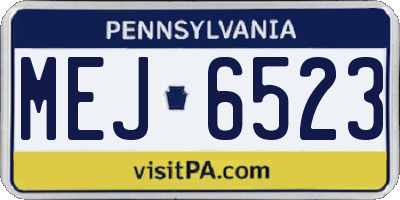 PA license plate MEJ6523