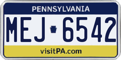 PA license plate MEJ6542