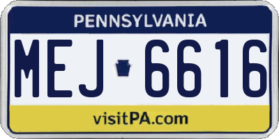 PA license plate MEJ6616