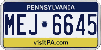 PA license plate MEJ6645