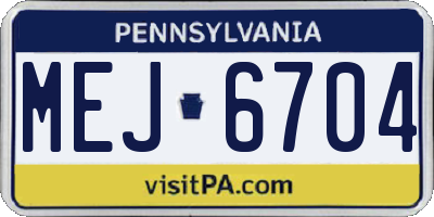 PA license plate MEJ6704