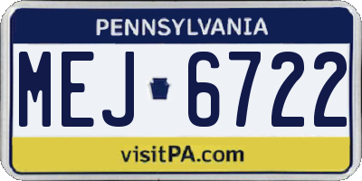 PA license plate MEJ6722