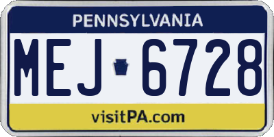 PA license plate MEJ6728