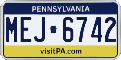 PA license plate MEJ6742