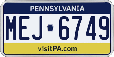 PA license plate MEJ6749