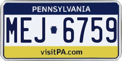 PA license plate MEJ6759