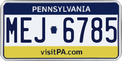 PA license plate MEJ6785