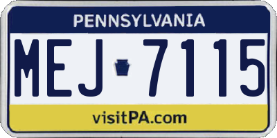 PA license plate MEJ7115