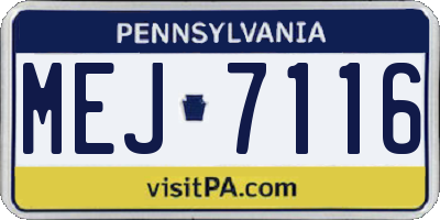 PA license plate MEJ7116