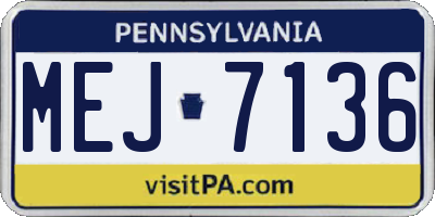 PA license plate MEJ7136