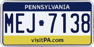 PA license plate MEJ7138
