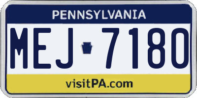 PA license plate MEJ7180