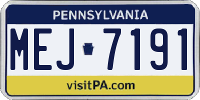 PA license plate MEJ7191