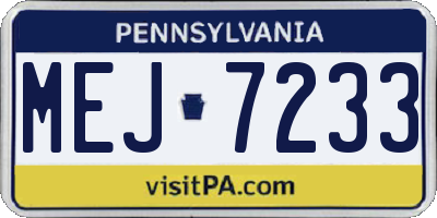 PA license plate MEJ7233