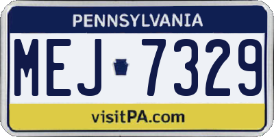 PA license plate MEJ7329