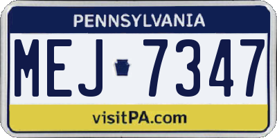 PA license plate MEJ7347
