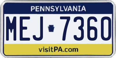 PA license plate MEJ7360