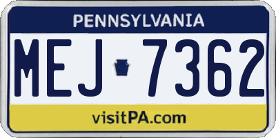 PA license plate MEJ7362