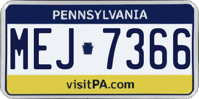 PA license plate MEJ7366